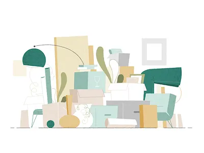 moving pile color illustration interior vector