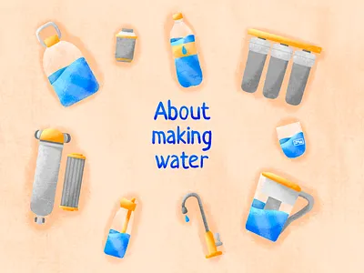 About making water color cute design eco ecology flat gradient graphic illustration procreate recycle reuse texture vector water zero waste