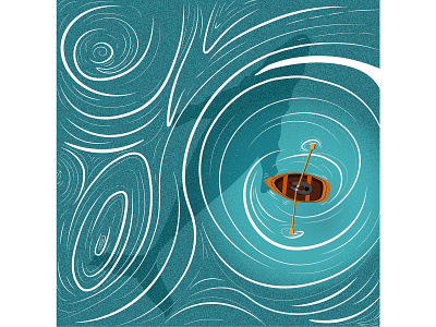 Lifetime boat art blue boat design illustration sea vector whale