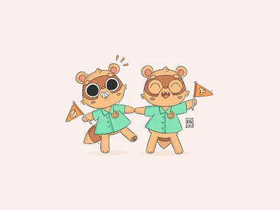 Timmy & Tommy animal cartoon character design cute digital art fanart illustration kawaii kidlit new horizons nintendo procreate timmy tommy