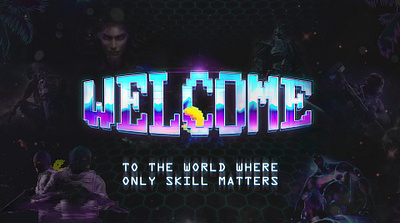 Welcome banner banner dark mode design game illustration photoshop retro