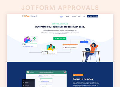 JotForm Approvals approval approvals approved form jotform landing landing page online form ui design uiux website workflow workflows