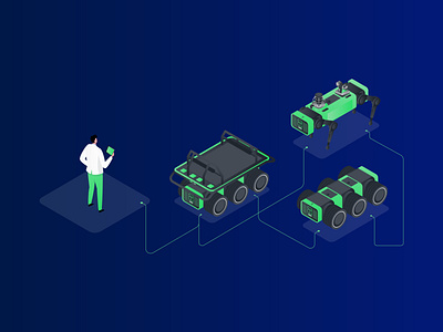 Isometric Robot Illustrations flat illustration isometric robot illustration