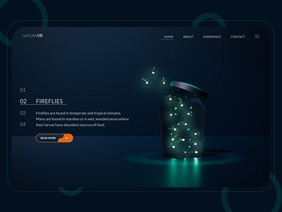 Fireflies Home Page 3d 3d art blender blender3d concept dark design fireflies hero hero section home page homepage interface ui uiux ux uxdesign uxui web web design