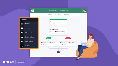 JotForm Approvals approval approved builder form jotform online form ui design uiux workflow workflow diagram workflows