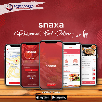 Snaxa - Food Delivery App app deliveryapp design foodapp fooddeliveryapp illustration mockups restaurantapp ui ux