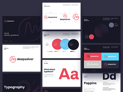 Deepsolver - Brandbook brand identity branding clean dark deepsolver design guidelines identity logo logotype madebyproperly minimal pink poker poppins rly solver typography uiux