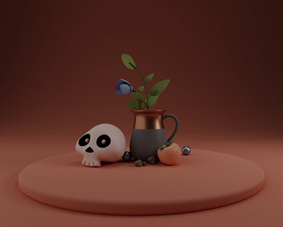 Stillife 3d 3d art 3d artist 3d flower 3d modeling blender blender3d blendercycles design modeling render skull art stillife ui