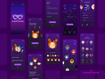 The masked singer UI design app avatardesign branding competition dark theme reward ui uidesign uxui