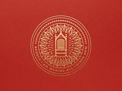 Behold I am making all things new badge bible engraving etching graphic design illustration illustrator line art logo peter voth design