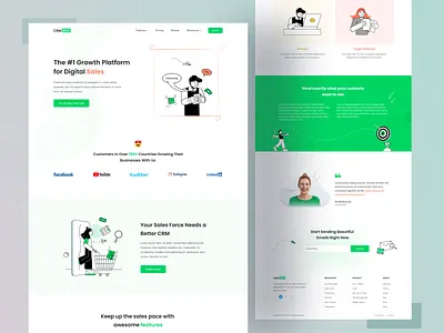 CRM Website Landing page concept crm box customer care customer relationship management customer service digital agency green landing page landingpage marketing minimal online marketing product market sales seo ui web ui webdesign