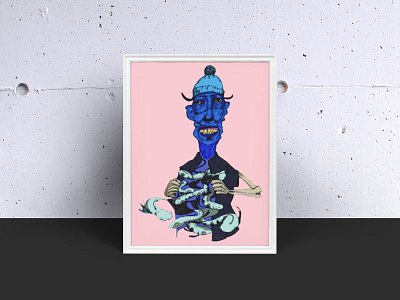 "the fish guy" design illustration caricature design idea illustraion inspiration mockup poster stylish