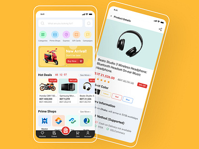 Prime Bazar- Multivendor E Commerce App app design app ui e commerce e commerce app ecommerce app ecoomerce home multivendor online shop product card product detail product detail page ui