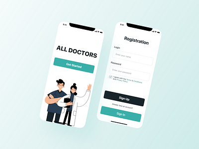 UX/UI design for iphone os application, splash and registrations app design ios iphone iphone app medicine ui ux