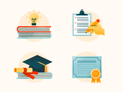 Higher Education Icons 2d 2d art bachelors books design education flat graduate icon illustration illustrator masters texture vector