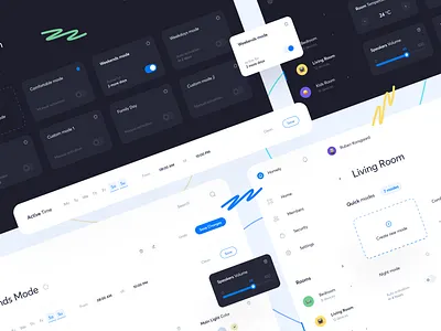 Homely | SmartHome App Concept | Working Modes app blue card design cards cards ui concept configure dark theme dashboard design design system development emoji figma home modern setting shadow smarthome ui