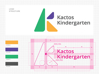 Kindergarten Logo Structure art branding cactus colors design fun graphics identity illustration kids kindergarten logo logo design playground vector