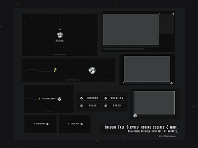 Cute Astronaut Space Panda Twitch Overlay Design | Black Gold 2d amongus twitch overlay astronaut stream design black aesthetic overlay branding cute mascot twitch design cute twitch design cute twitch designs cute twitch overlay illustration kawaii stream overlay minimalist stream package space panda stream package space twitch overlay streamer twitch twitchemote twitchemotes vector