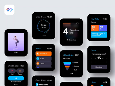 WatchOs App Overview animation app case study clean design fitness gym interaction interface minimal mobile motion sport training ui ux watch watchos wearable workout