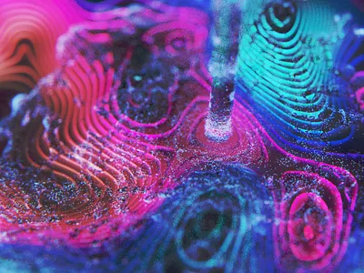 l i q u i d # 2 3d animation blender fluid fluidsim gradient motion design motion graphics neon simulation topography water