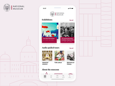 Czech National Museum mobile app concept app czech design exhibition graphic design icon design iconography ios mobile mobile app museum tourist typography ui ux