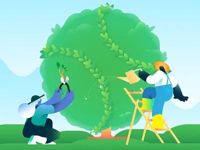 Spring into Baseball baseball editorial art garden gardening illustration illustrator seasonal spring vector vector art