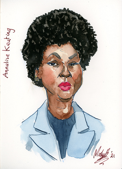 Annalise Keating sketch illustration pen and ink watercolor watercolour