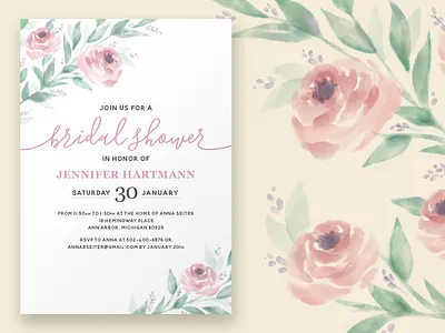 Floral Bridal Shower bridal bridal shower bridal shower invitation digital illustration digital watercolor floral floral watercolor invitation invite ipad pro procreate typography watercolor wedding wedding invitation
