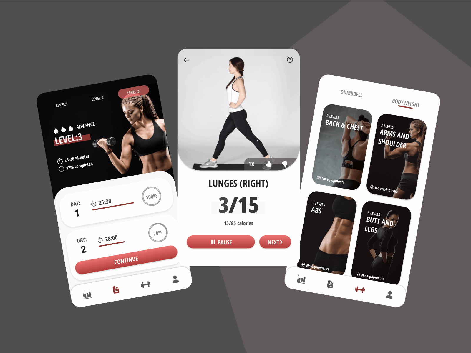 UI design for a Workout App. app design figma figmadesign fitness app flat ui uidesign userinterface ux