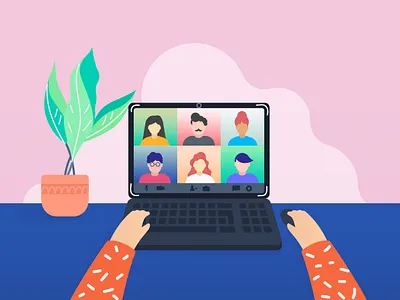 Virtual meeting flat homeoffice illustration meeting meeting room skype vector videocall workfromhome zoom