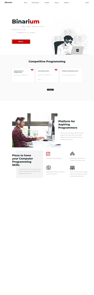 Binarium design landing programming ui ux web