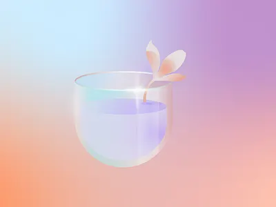 Glass Flower beige blue flower glass gradient potion