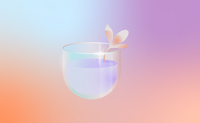 Glass Flower beige blue flower glass gradient potion