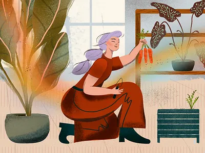 Garden character character design digital art digital illustration female illustration garden garden illustration illustration photoshop plants