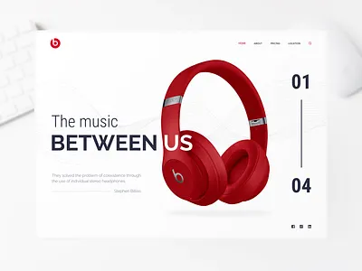 Beats by Dre - headphones website UI design beatsbydre design earphones flat headphoneset headphoneweb headphonewebsite homepage homepageui landingpage logo minimalist redcolor typo typography uiuxdesign vector waveseffect whitespace