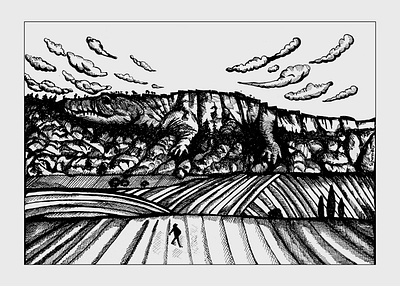 Ink sketch Crocodile mountain crocodile mountain valley