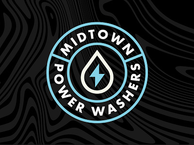 Midtown Power Washers badge bolt branding clean drop logo power wash pressure wash wash water