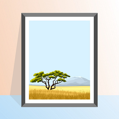 African savanna design flatdesign flatposter illustration vector