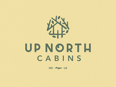 Up North Cabins Logo branches cabin camping dakota home icon identity lockup logo mark midwest nest north symbol tree