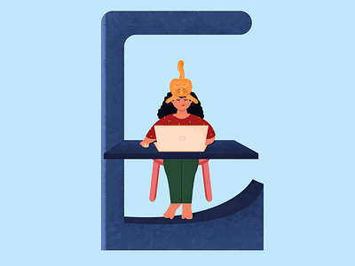 Letter E for 36 Days of Type 36daysoftype 36daysoftype08 alphabet cat character concept art e girl illustration letter e lettering simple type typogaphy vector workfromhome
