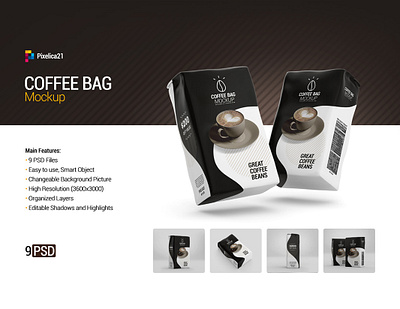 Coffee Bag Mock up bag beans beverage branding brew coffee coffee cereal container design drink flour foil food label mock up mock up mockup pack packaging packet