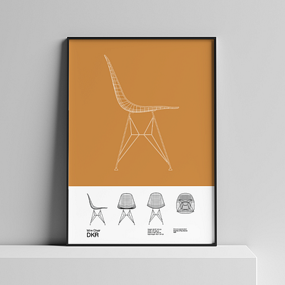 Eames DKR Chair Poster Mid Century Poster Art Print - Minimal bauhaus design eames eames chair helvetica illustration illustrator minimal poster poster design print print design swiss vector