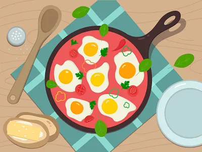 Shakshuka design flat food food illustration illistrator illustration vector