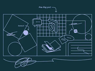 Aligning the Abstract brand with our mission alignment balance blog brand grid header header illustration notebooks planning rebrand refresh