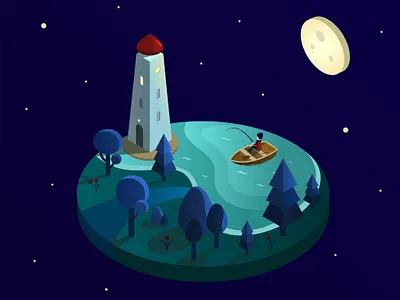 Isometric illustration design digital art digital illustration flat illistrator illustration isometric isometric art isometric design isometric illustration isometry lighthouse vector