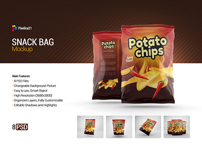 Snack Bag Mock-up bag chip chips chocolates container cookies crackers crisp crunch foil food fried greasy junk mock up mock up mock ups mockup package