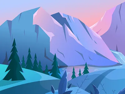 Landscape illustration design flat illistrator illustration mountain illustration mountains vector