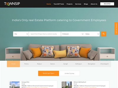 TownSIP - Real Estate Platform design landing page ui design ux ui wordpress design