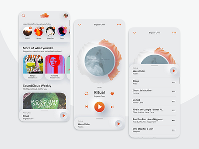 Neumorphism - Soundcloud pt.1 app design music app neumorphic neumorphism ui