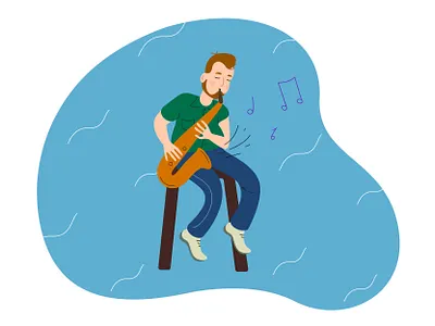 Musician character design character character design design flat illistrator illustration music player musician saxophone saxophonist vector
